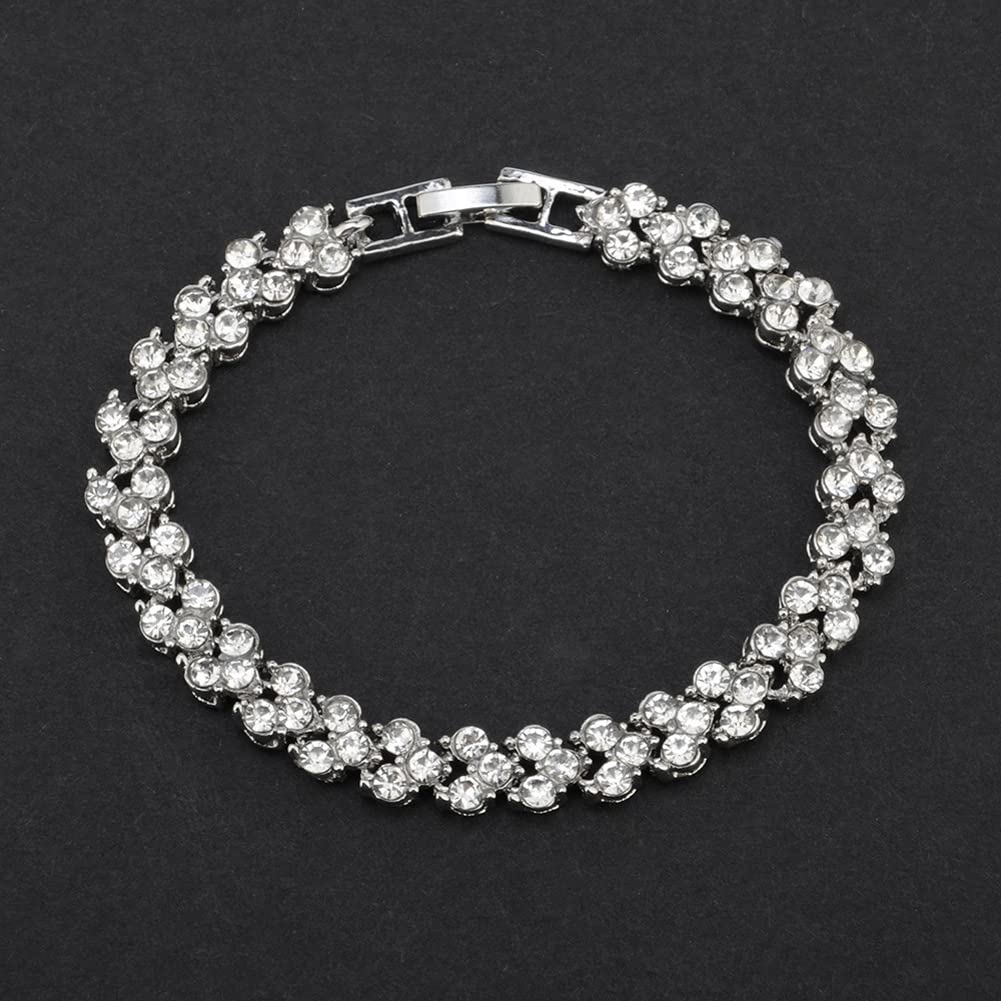 Platinum Plated Crystal Bangle Bracelet for Women and Girls