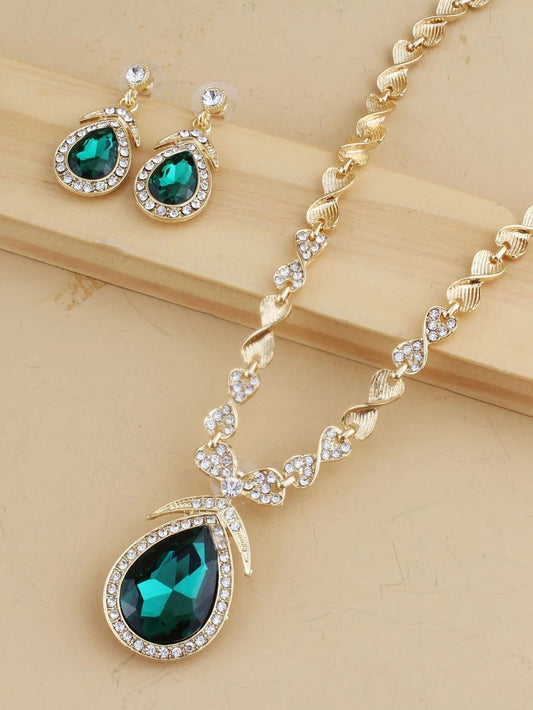 Latest Stylish Design Fancy Crystal Necklace Jewellery Set for Women