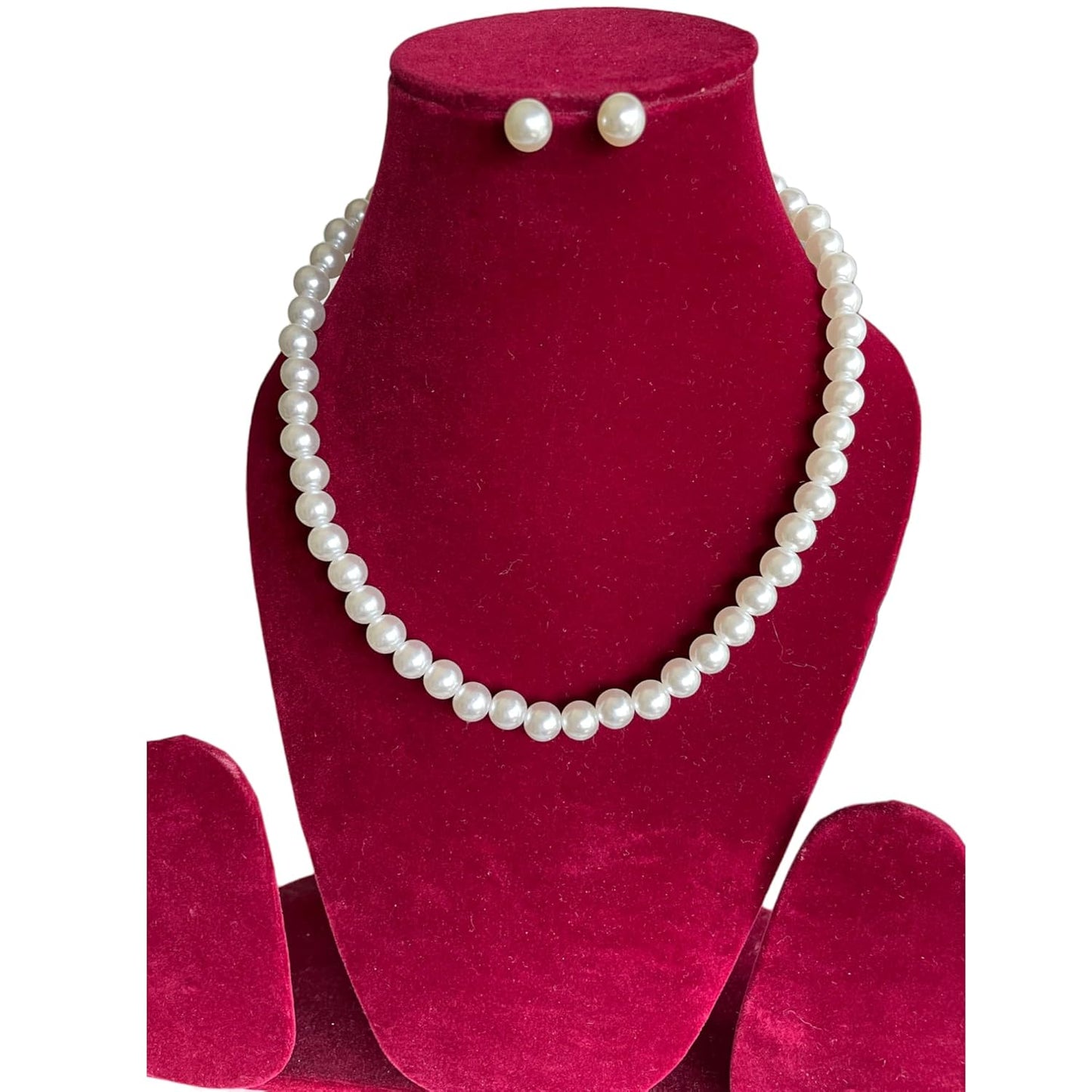 Tresneria® Pearl Necklace Moti Mala with matching Pearl Studs Earrings for Women and Girls