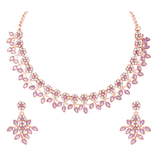 Crystal Necklace Jewellery Set with Earrings | Best Suited for Party, Wedding, and Festive Occasions for Women