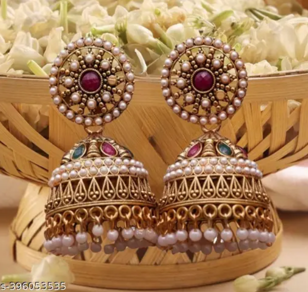 Rajwadi Oxodise Big Jumkha Earrings