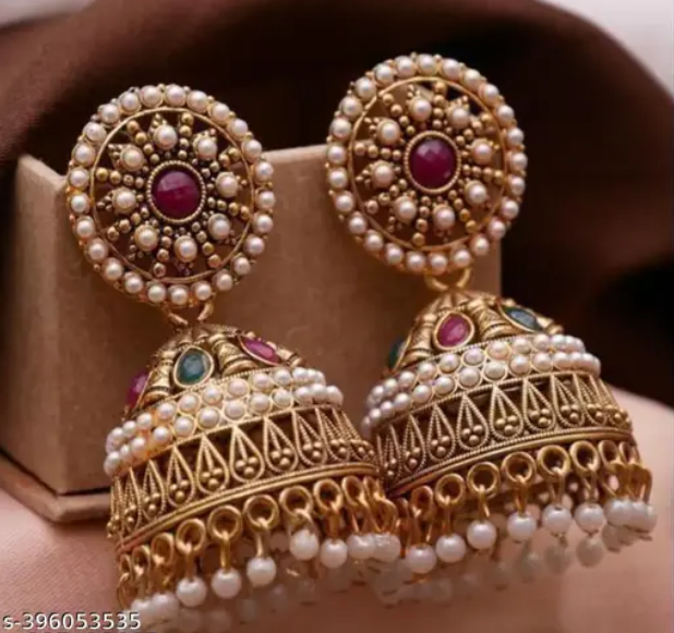 Rajwadi Oxodise Big Jumkha Earrings