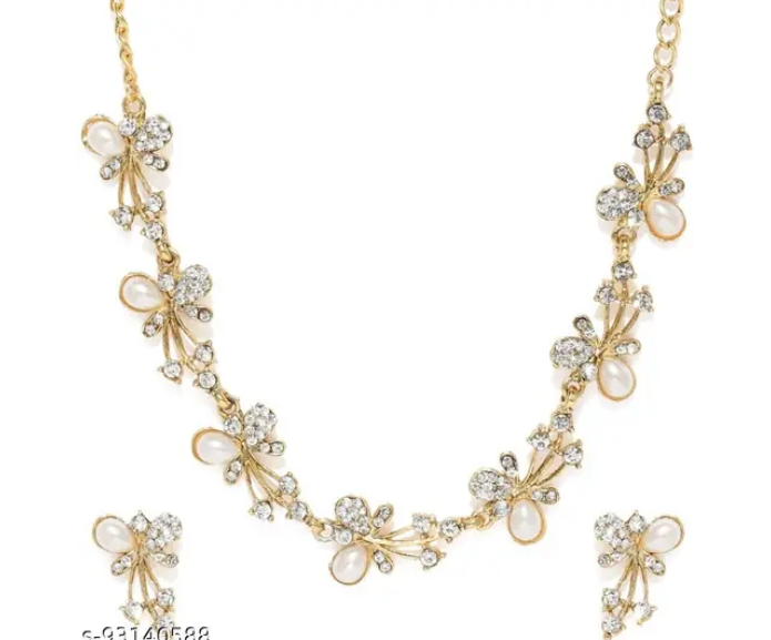 necklace set with combination of pearls and diamond