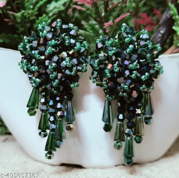 Green crystal earrings